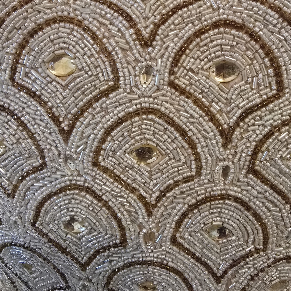 Pier 1 Elegant Silver and Gold Beaded Pillow
